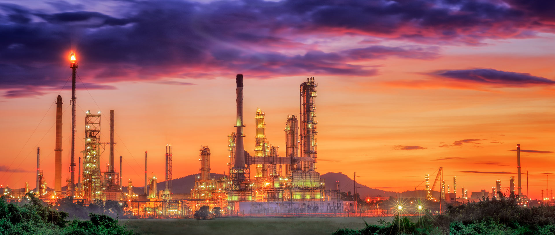 Oil Refinery at Sunset